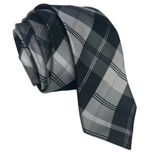 DANIEL Hand Made Tie - Black Gray Necktie - 2.75" x 57" - Excellent Condition